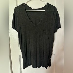 T by Alexander Wang Dark Heather Grey V Neck Pocket T-shirt sz S